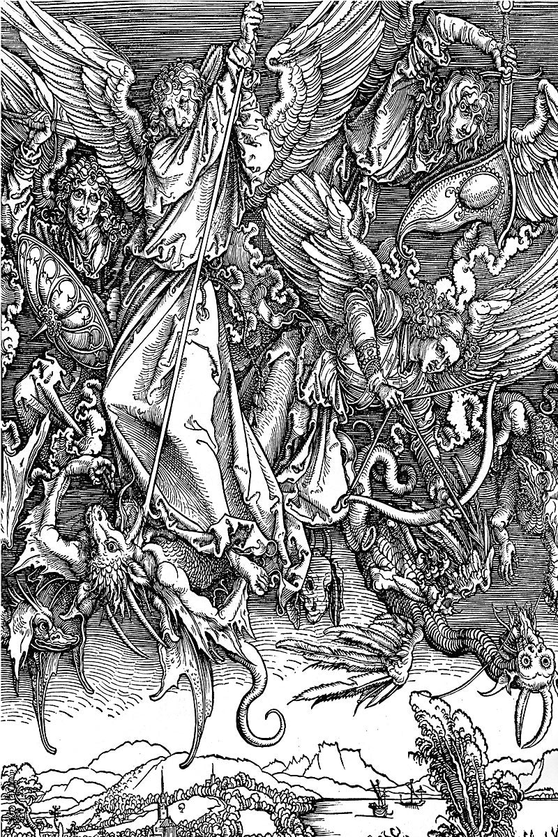 Albrecht Durer Fine Art Poster Print Archangel Michael Slays The Devil