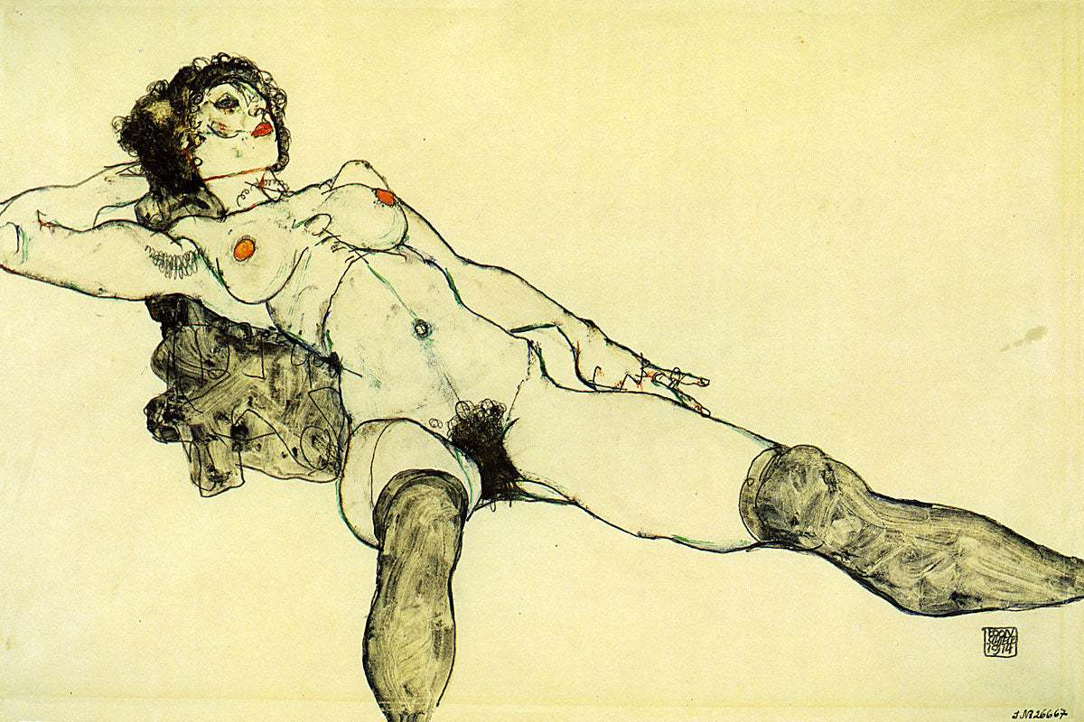 Reclining Female Nude with Legs Spread Apart Artist Egon Schiele Giclee Art Poster Print
