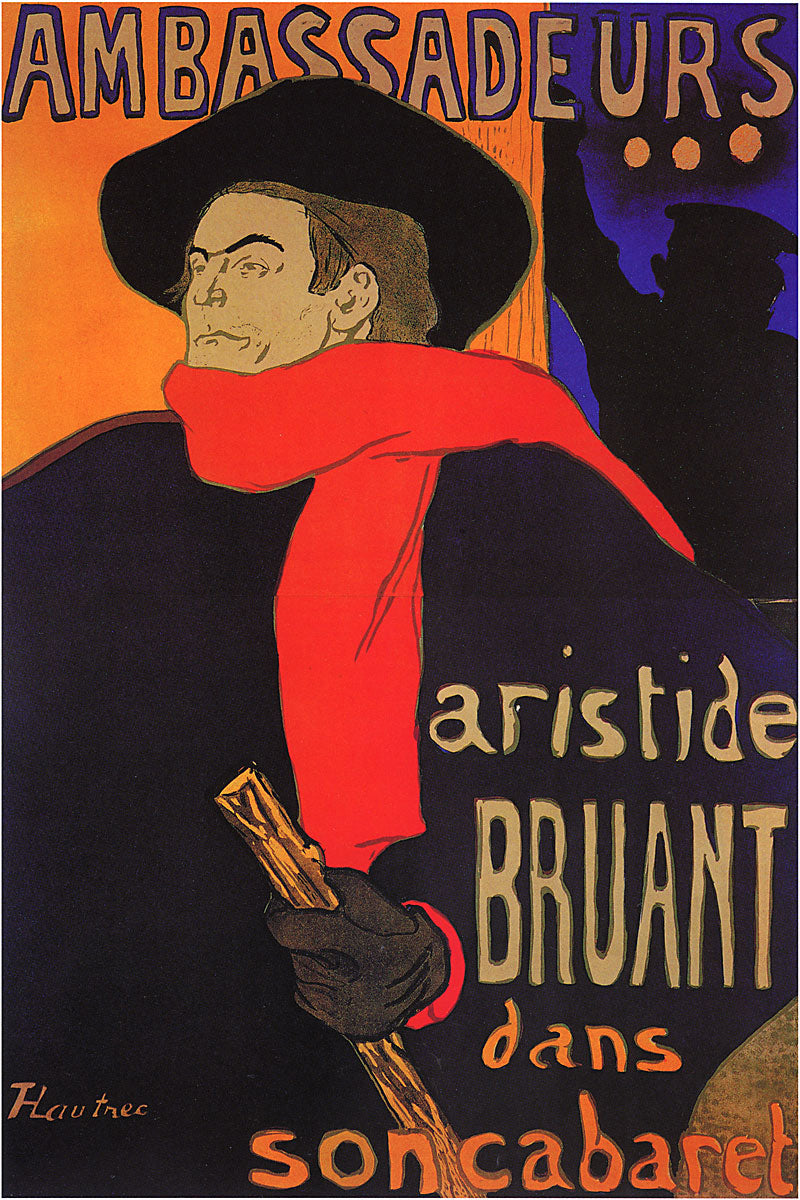 Artist Henri de Toulouse Lautrec Fine Art Poster Print of Painting Ambassadeurs Aristide Bruant Dans Son Cabaret