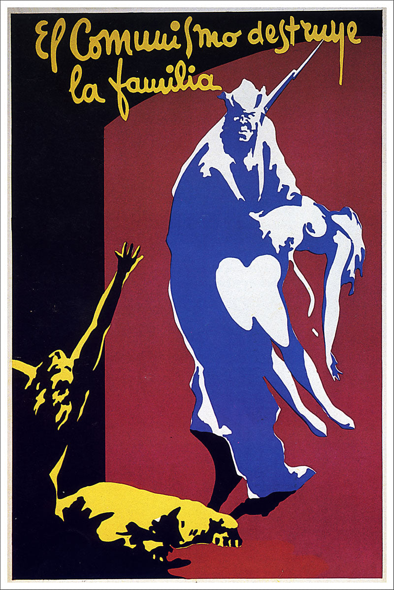 El Comunismo Destruye la Familia Vintage Spanish Civil War Military Propaganda Poster