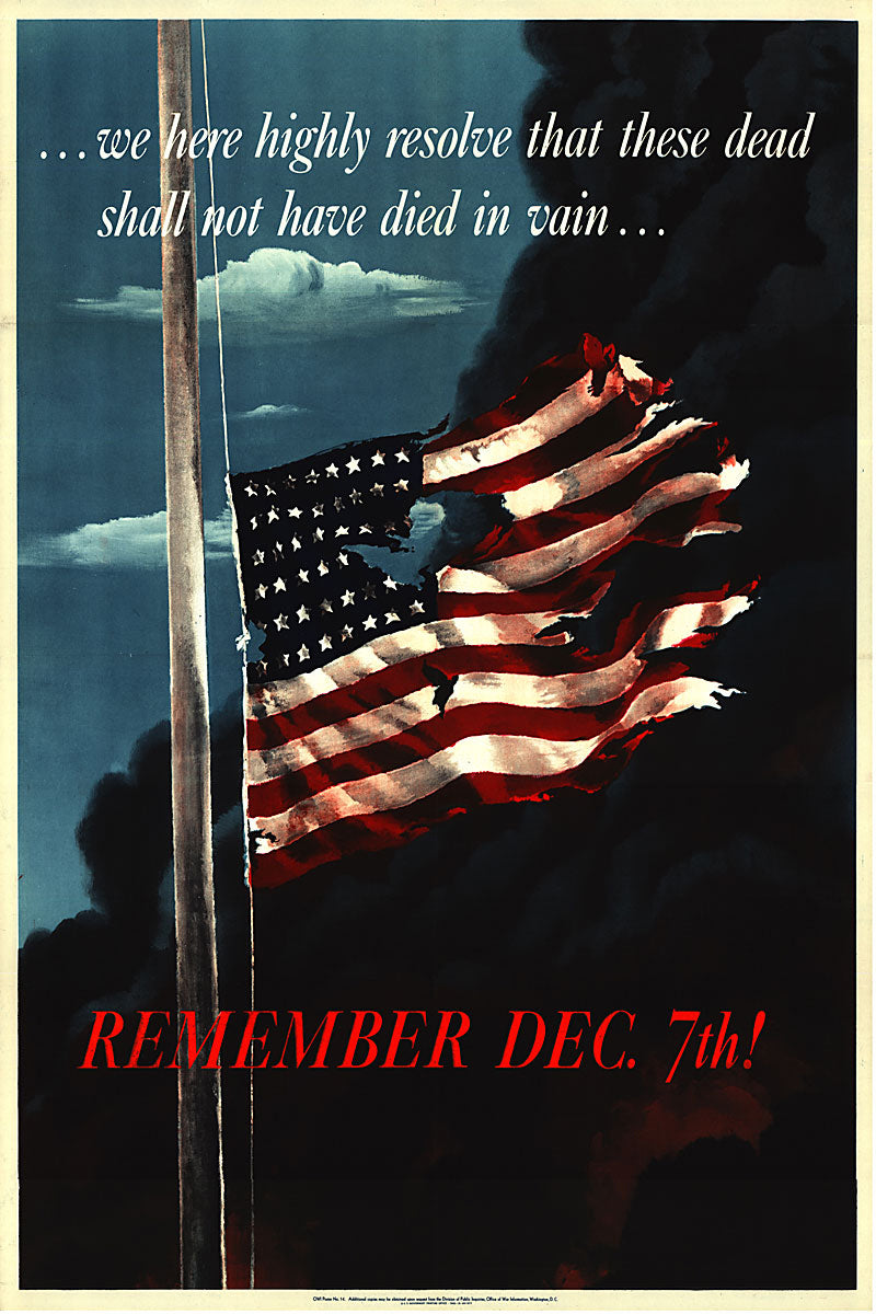 Remember December 7th Vintage World War II Two WW2 USA Military Propaganda Poster