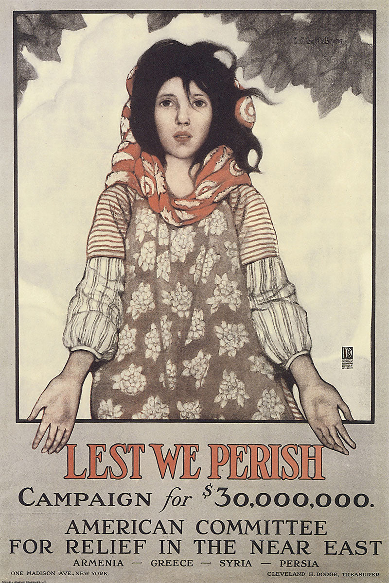 Lest We Perish Vintage World War One WW1 USA Military Propaganda Poster